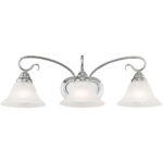 26.5 inch 3 Light Polished Chrome Bathroom Vanity light fixture with White Alabaster Glass Shade-Lighting LumensBath/Vanity