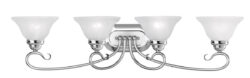 36.25 inch 4 Light Polished Chrome Bathroom Vanity light fixture with White Alabaster Glass Shade-Lighting LumensBath/Vanity