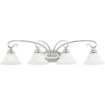 36.25 inch 4 Light Polished Chrome Bathroom Vanity light fixture with White Alabaster Glass Shade-Lighting LumensBath/Vanity