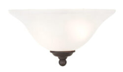 13 inch 1 Light Bronze Wall Sconce with White Alabaster Glass Shade-Lighting LumensWall Sconces