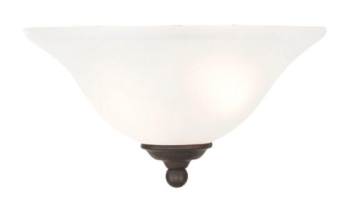 13 inch 1 Light Bronze Wall Sconce with White Alabaster Glass Shade-Lighting LumensWall Sconces