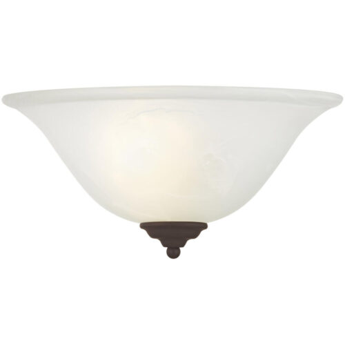 13 inch 1 Light Bronze Wall Sconce with White Alabaster Glass Shade-Lighting LumensWall Sconces