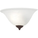 13 inch 1 Light Bronze Wall Sconce with White Alabaster Glass Shade-Lighting LumensWall Sconces