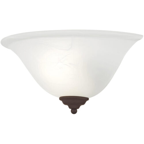 13 inch 1 Light Bronze Wall Sconce with White Alabaster Glass Shade-Lighting LumensWall Sconces