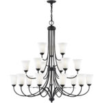 18 Light Black Chandelier with Hand Blown Satin Opal White Glass Shade-Lighting LumensChandeliers