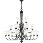 18 Light Black Chandelier with Hand Blown Satin Opal White Glass Shade-Lighting LumensChandeliers