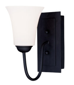 5.5 inch 1 Light Black Wall Sconce with White Glass Shade-Lighting LumensWall Sconces