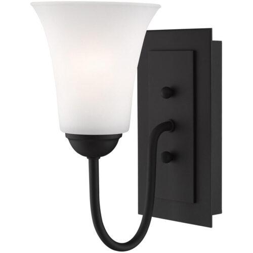 5.5 inch 1 Light Black Wall Sconce with White Glass Shade-Lighting LumensWall Sconces