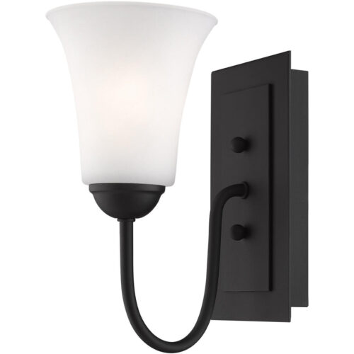 5.5 inch 1 Light Black Wall Sconce with White Glass Shade-Lighting LumensWall Sconces