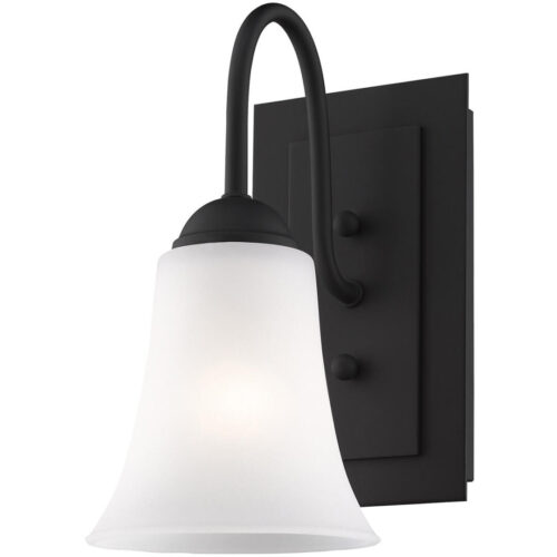 5.5 inch 1 Light Black Wall Sconce with White Glass Shade-Lighting LumensWall Sconces