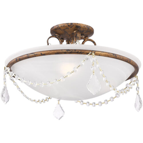 4 Light Verona Bronze Ceiling Light fixture with White Alabaster Glass Shade-Lighting LumensChandeliers