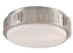 3 Light Brushed Nickel Ceiling Light fixture with Hand Blown Satin Opal White Glass Shade-Lighting LumensChandeliers