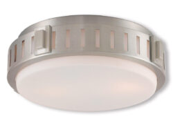 3 Light Brushed Nickel Ceiling Light fixture with Hand Blown Satin Opal White Glass Shade-Lighting LumensChandeliers