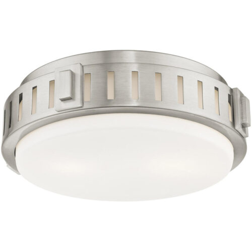 3 Light Brushed Nickel Ceiling Light fixture with Hand Blown Satin Opal White Glass Shade-Lighting LumensChandeliers