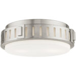 3 Light Brushed Nickel Ceiling Light fixture with Hand Blown Satin Opal White Glass Shade-Lighting LumensChandeliers