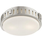 3 Light Brushed Nickel Ceiling Light fixture with Hand Blown Satin Opal White Glass Shade-Lighting LumensChandeliers