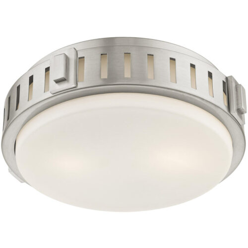 3 Light Brushed Nickel Ceiling Light fixture with Hand Blown Satin Opal White Glass Shade-Lighting LumensChandeliers