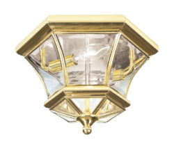 2 Light Polished Brass Ceiling Light fixture with Clear Beveled Glass Shade-Lighting LumensFlush Mount Ceiling Lights