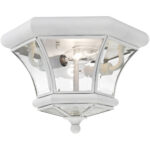 2 Light White Ceiling Light fixture with Clear Beveled Glass Shade-Lighting LumensFlush Mount Ceiling Lights