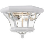 2 Light White Ceiling Light fixture with Clear Beveled Glass Shade-Lighting LumensFlush Mount Ceiling Lights