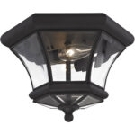 2 Light Black Ceiling Light fixture with Clear Beveled Glass Shade-Lighting LumensFlush Mount Ceiling Lights