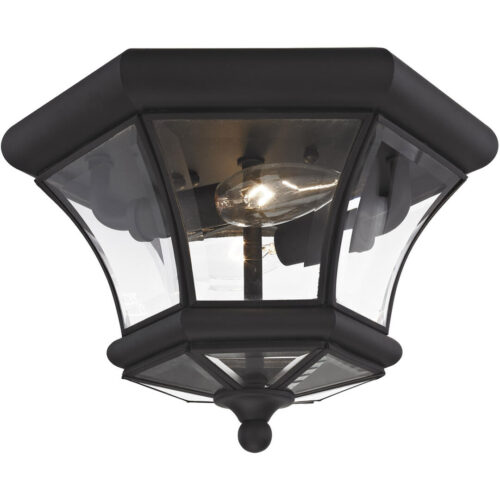 2 Light Black Ceiling Light fixture with Clear Beveled Glass Shade-Lighting LumensFlush Mount Ceiling Lights