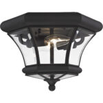 2 Light Black Ceiling Light fixture with Clear Beveled Glass Shade-Lighting LumensFlush Mount Ceiling Lights