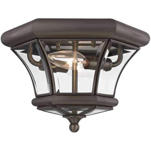 2 Light Bronze Ceiling Light fixture with Clear Beveled Glass Shade-Lighting LumensFlush Mount Ceiling Lights