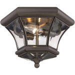 2 Light Bronze Ceiling Light fixture with Clear Beveled Glass Shade-Lighting LumensFlush Mount Ceiling Lights