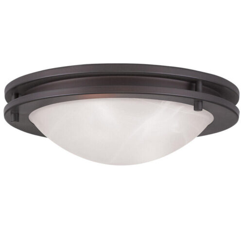 2 Light Bronze Ceiling Light fixture with White Alabaster Glass Shade-Lighting LumensFlush Mount Ceiling Lights