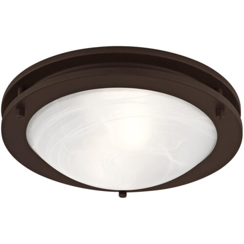 2 Light Bronze Ceiling Light fixture with White Alabaster Glass Shade-Lighting LumensFlush Mount Ceiling Lights