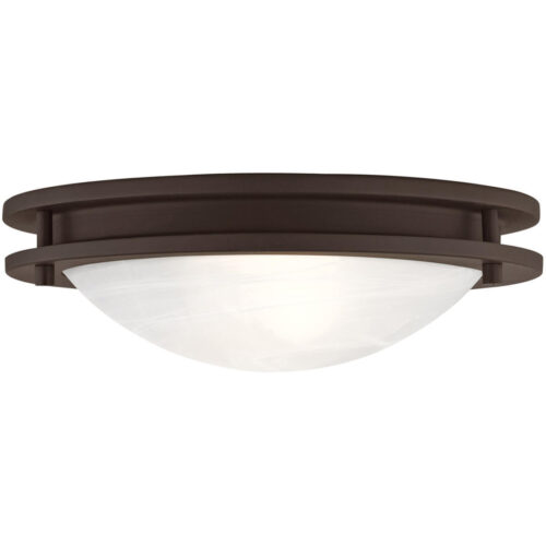 2 Light Bronze Ceiling Light fixture with White Alabaster Glass Shade-Lighting LumensFlush Mount Ceiling Lights