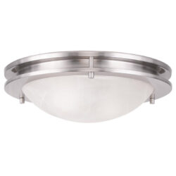 1 Light Brushed Nickel Ceiling Light fixture with White Alabaster Glass Shade-Lighting LumensChandeliers