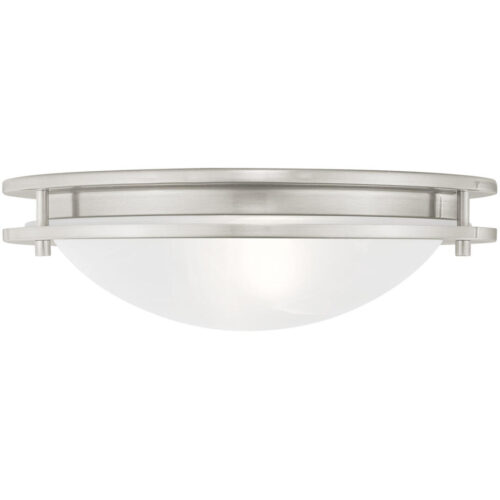 1 Light Brushed Nickel Ceiling Light fixture with White Alabaster Glass Shade-Lighting LumensChandeliers