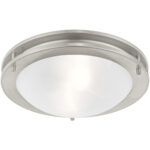 1 Light Brushed Nickel Ceiling Light fixture with White Alabaster Glass Shade-Lighting LumensChandeliers