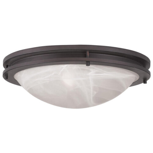 3 Light Bronze Ceiling Light fixture with White Alabaster Glass Shade-Lighting LumensFlush Mount Ceiling Lights