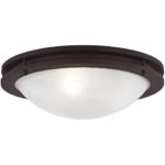 3 Light Bronze Ceiling Light fixture with White Alabaster Glass Shade-Lighting LumensFlush Mount Ceiling Lights