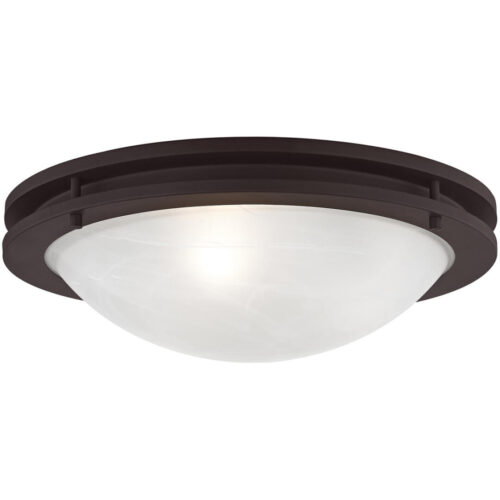 3 Light Bronze Ceiling Light fixture with White Alabaster Glass Shade-Lighting LumensFlush Mount Ceiling Lights