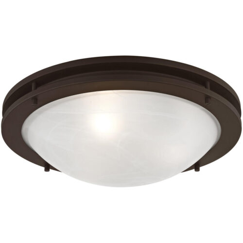 3 Light Bronze Ceiling Light fixture with White Alabaster Glass Shade-Lighting LumensFlush Mount Ceiling Lights