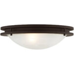 3 Light Bronze Ceiling Light fixture with White Alabaster Glass Shade-Lighting LumensFlush Mount Ceiling Lights