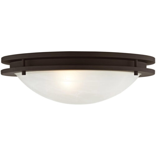 3 Light Bronze Ceiling Light fixture with White Alabaster Glass Shade-Lighting LumensFlush Mount Ceiling Lights