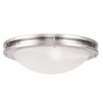 2 Light Brushed Nickel Ceiling Light fixture with White Alabaster Glass Shade-Lighting LumensChandeliers