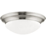 2 Light Polished Nickel Ceiling Light fixture with Hand Blown Clear Cut Glass Shade-Lighting LumensChandeliers