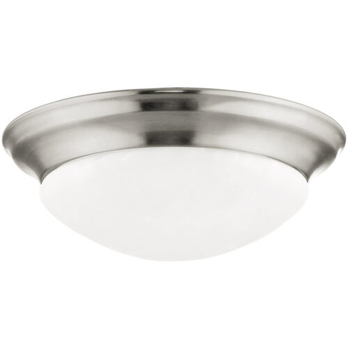 2 Light Polished Nickel Ceiling Light fixture with Hand Blown Clear Cut Glass Shade-Lighting LumensChandeliers