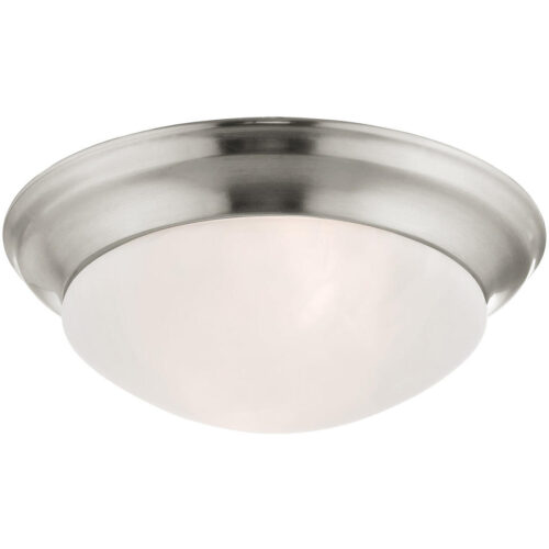 2 Light Polished Nickel Ceiling Light fixture with Hand Blown Clear Cut Glass Shade-Lighting LumensChandeliers