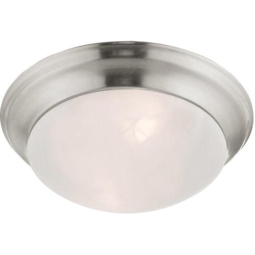 2 Light Polished Nickel Ceiling Light fixture with Hand Blown Clear Cut Glass Shade-Lighting LumensChandeliers