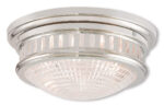 3 Light Brushed Nickel Ceiling Light fixture with Hand Blown Clear Cut Glass Shade-Lighting LumensChandeliers