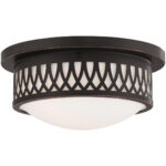 3 Light Olde Bronze Ceiling Light fixture with Hand Blown Satin White Glass Shade-Lighting LumensChandeliers