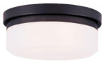 2 Light Bronze Ceiling Light fixture with Hand Blown Satin White Glass Shade-Lighting LumensFlush Mount Ceiling Lights