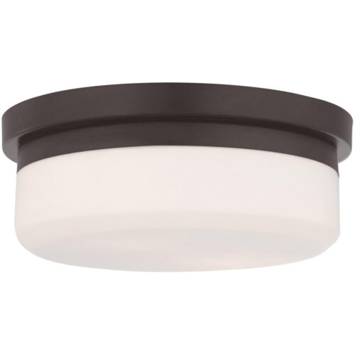 2 Light Bronze Ceiling Light fixture with Hand Blown Satin White Glass Shade-Lighting LumensFlush Mount Ceiling Lights